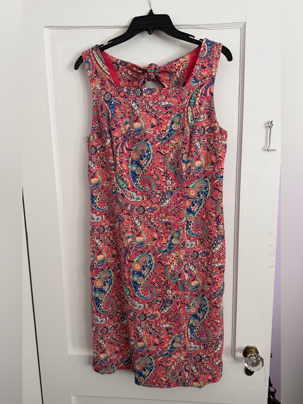Talbots Coral Paisley Sleeveless Shift Dress